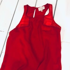 Red Flowy Sleeveless Blouse